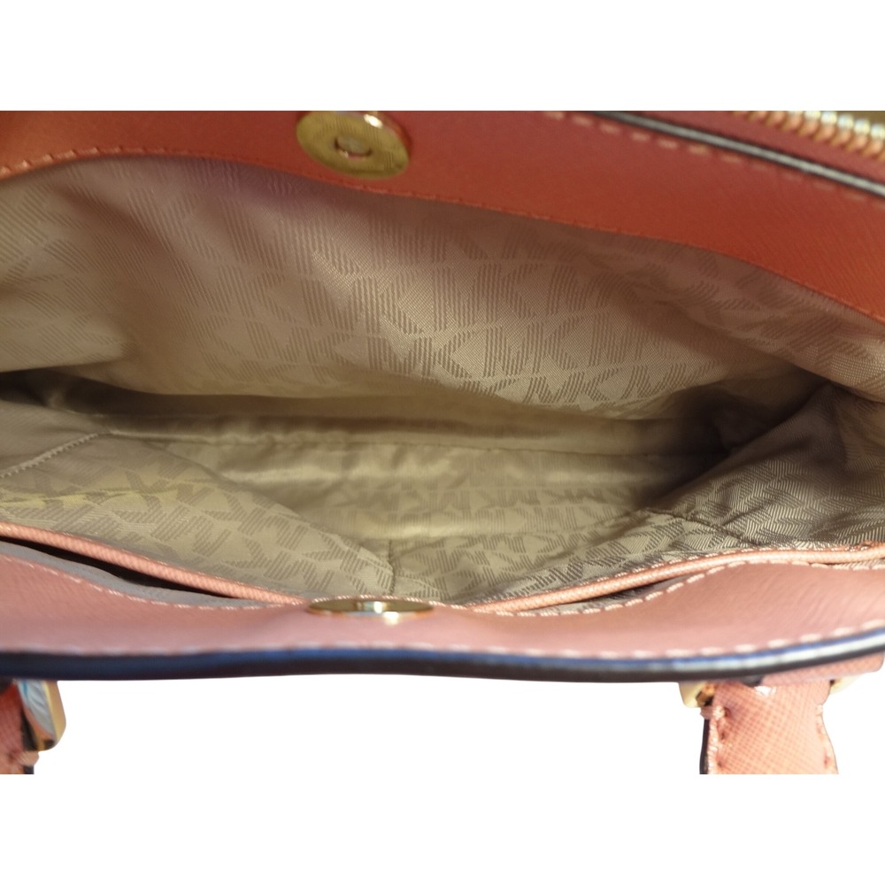 Michael Kors Savannah Large Orange Leather Tote Shoulder Bag Crossbody Handbag - Picture 10 of 11